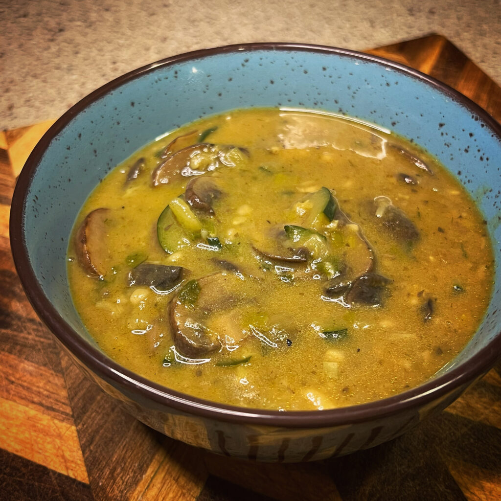Mushroom Leek Zucchini Soup